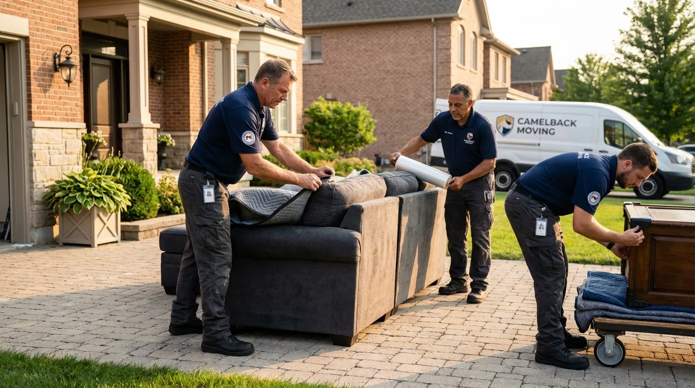 Large estate moving crew wrapping furniture in Maud, OK